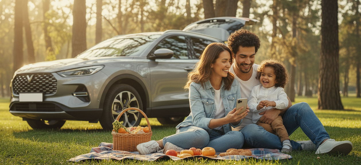 hombre con su familia disfrutando de un dia a campi